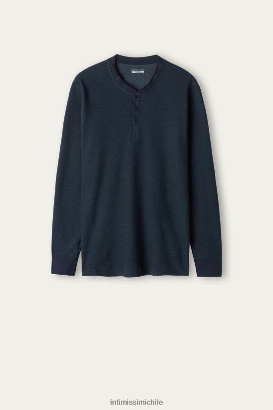 Intimissimi top cálido de algodón de manga larga hombres 800-azul medianoche vestir L4BXFJ221