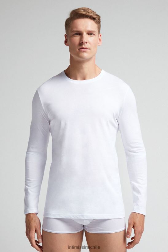 Intimissimi top de algodón supima de manga larga hombres 001-blanco vestir L4BXFJ294