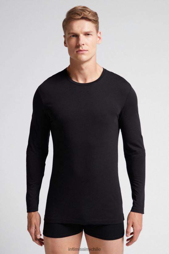 Intimissimi top de algodón supima de manga larga hombres 019-negro vestir L4BXFJ292