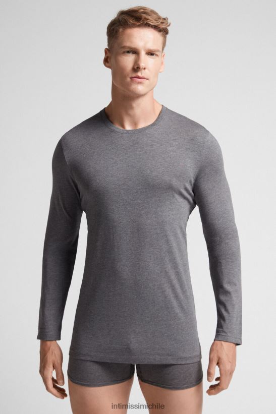 Intimissimi top de algodón supima de manga larga hombres 5227-gris carbón melange vestir L4BXFJ229