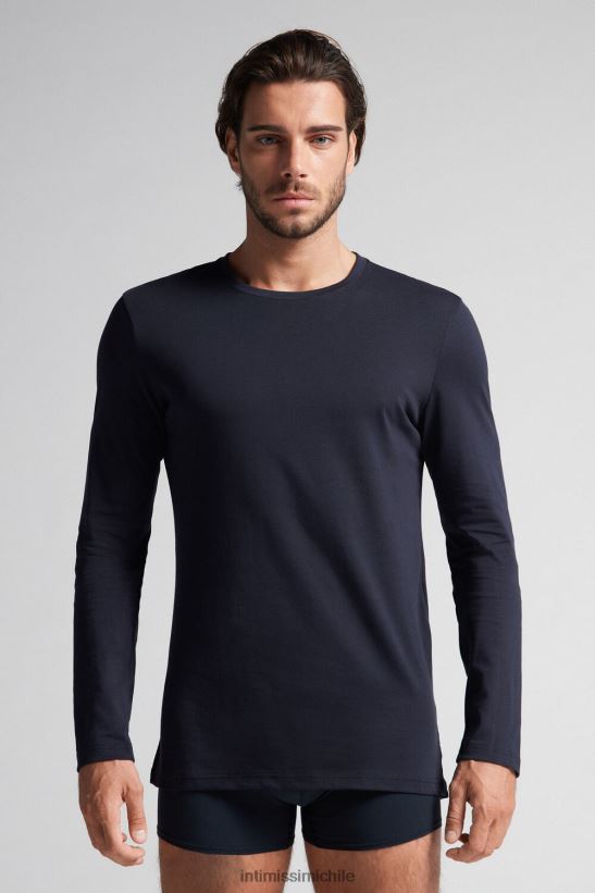 Intimissimi top de algodón supima de manga larga hombres 800-azul medianoche vestir L4BXFJ293