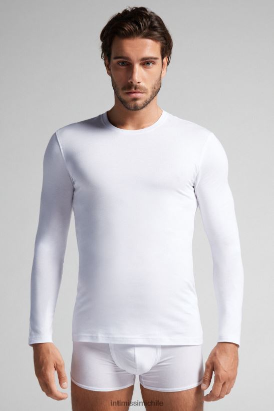 Intimissimi top de algodón supima elástico de manga larga hombres 001-blanco vestir L4BXFJ278