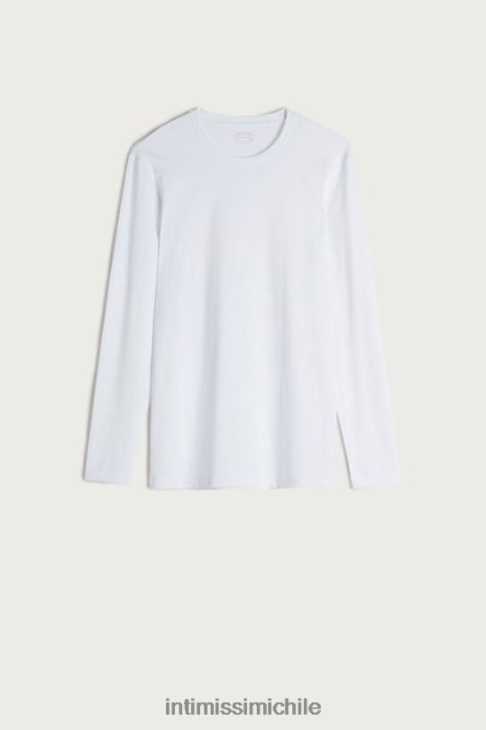 Intimissimi top de algodón supima elástico de manga larga hombres 001-blanco vestir L4BXFJ278