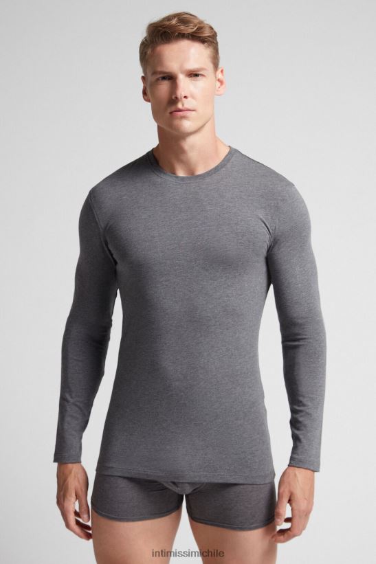 Intimissimi top de algodón supima elástico de manga larga hombres 5227-gris carbón melange vestir L4BXFJ230