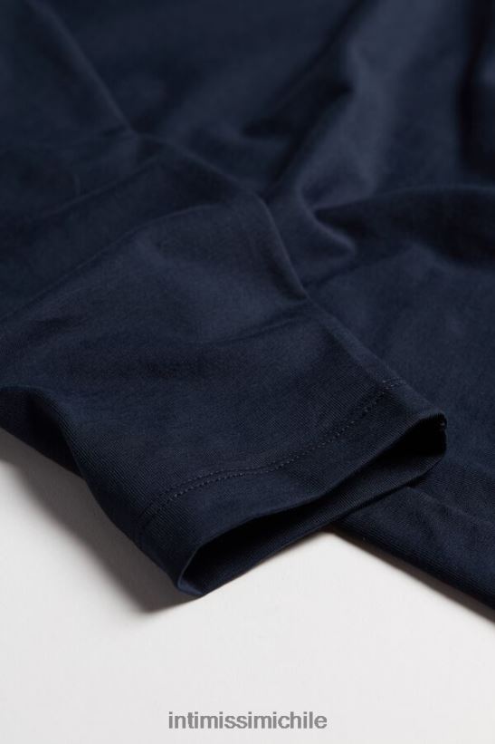 Intimissimi top de algodón supima elástico de manga larga hombres 800-azul medianoche vestir L4BXFJ268