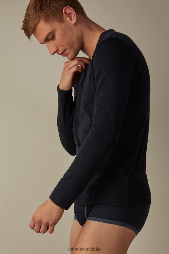 Intimissimi top de lana merino con cuello redondo y manga larga hombres 800-azul medianoche vestir L4BXFJ246