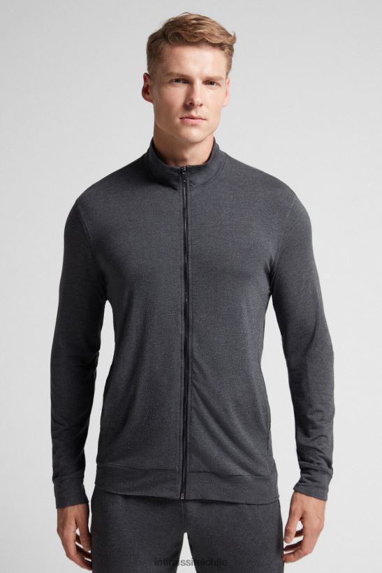 Intimissimi sudadera con cremallera de modal y seda hombres 040-mezcla gris oscuro vestir L4BXFJ237