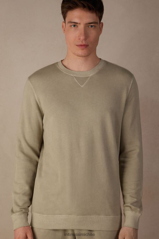Intimissimi sudadera con cuello redondo y colección lavada hombres 166j-beige color arena vestir L4BXFJ189