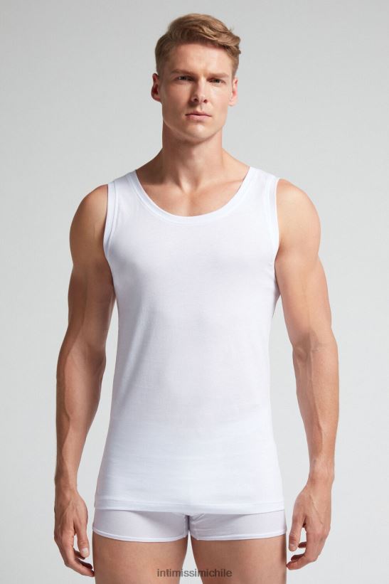 Intimissimi Top sin mangas de algodón supima con cuello redondo hombres 001-blanco vestir L4BXFJ272