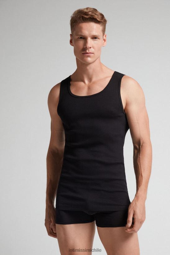 Intimissimi camiseta sin mangas de canalé de algodón supima hombres 019-negro vestir L4BXFJ243