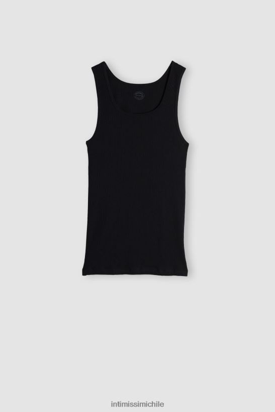 Intimissimi camiseta sin mangas de canalé de algodón supima hombres 019-negro vestir L4BXFJ243