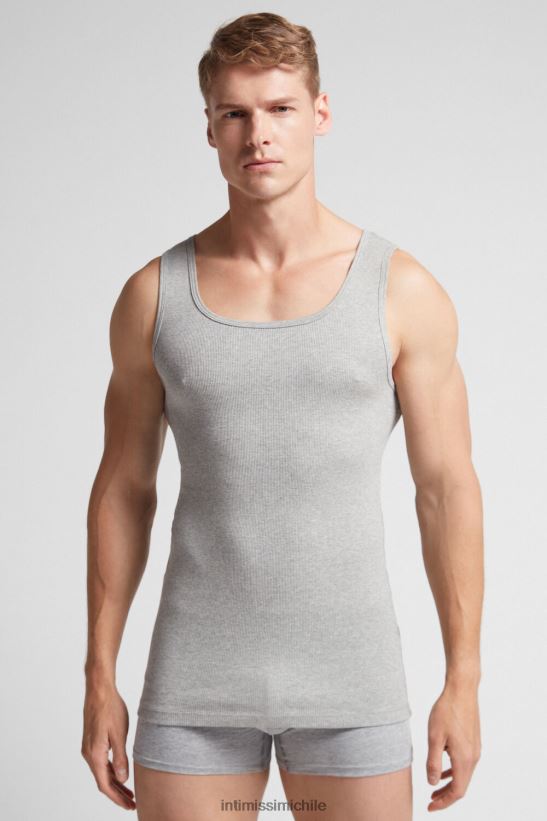 Intimissimi camiseta sin mangas de canalé de algodón supima hombres 031-mezcla gris claro vestir L4BXFJ242