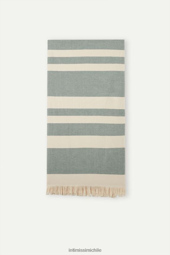Intimissimi toalla de playa jacquard hombres 284j-verde oscuro/beige cordón accesorio L4BXFJ413