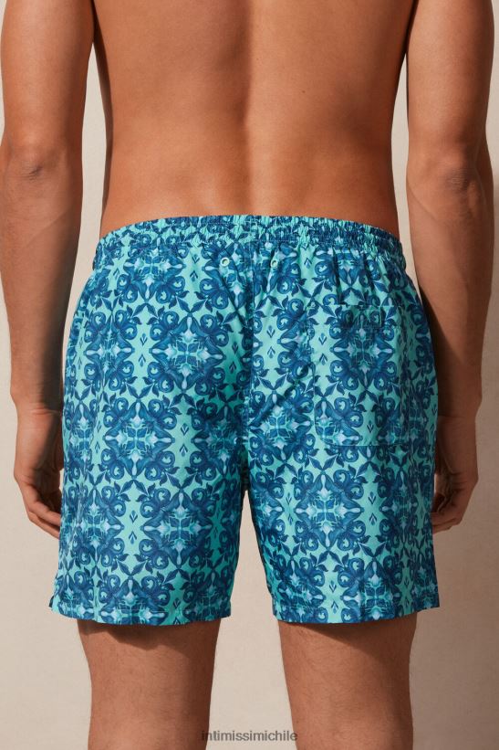 Intimissimi shorts de baño azules con estampado marroquí hombres 261j-estampado marroquí verde agua vestir L4BXFJ425