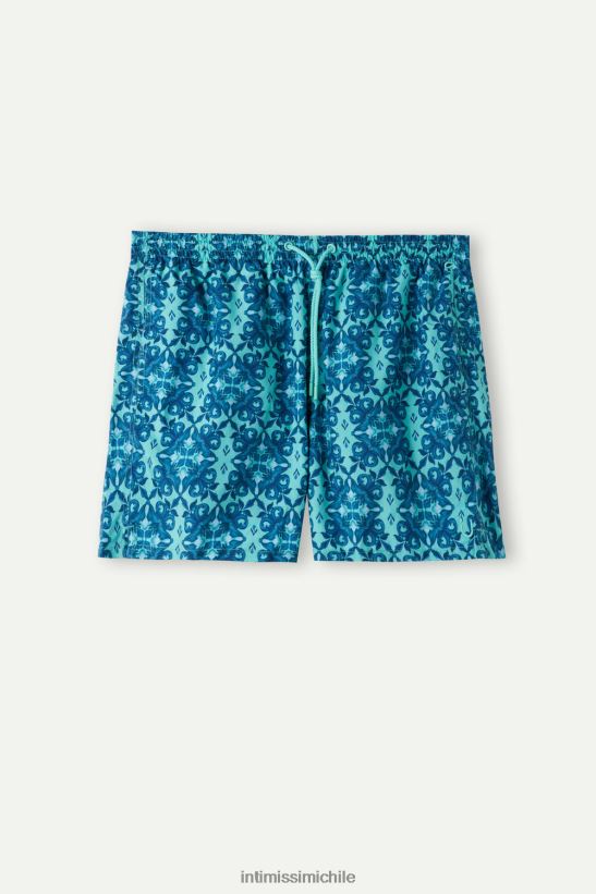 Intimissimi shorts de baño azules con estampado marroquí hombres 261j-estampado marroquí verde agua vestir L4BXFJ425
