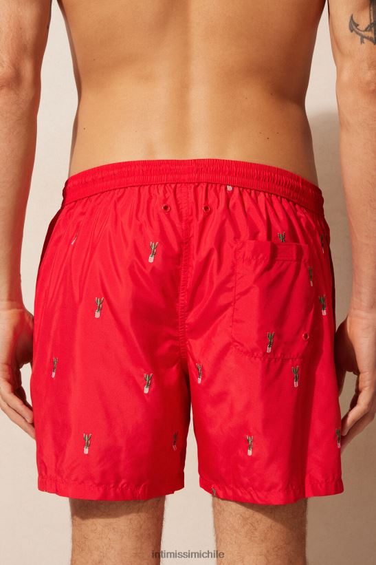Intimissimi shorts de baño con bordado de cactus hombres 258j-cactus bordado rojo vestir L4BXFJ428