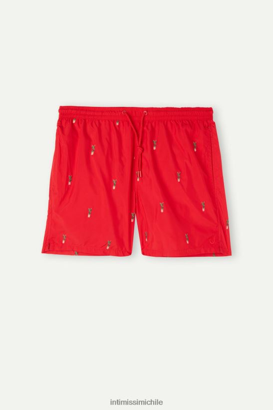 Intimissimi shorts de baño con bordado de cactus hombres 258j-cactus bordado rojo vestir L4BXFJ428