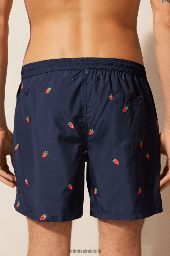Intimissimi shorts de baño con bordado de fresas hombres 252j-bordado de fresa azul profundo vestir L4BXFJ430