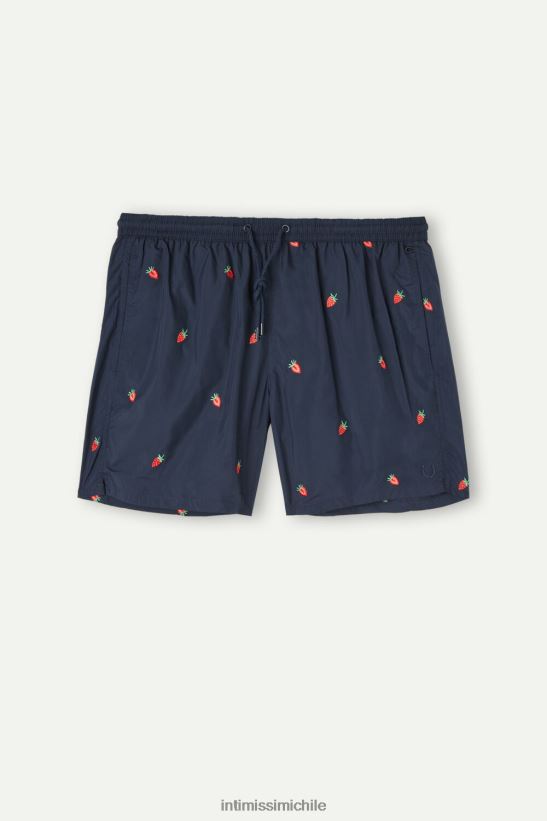 Intimissimi shorts de baño con bordado de fresas hombres 252j-bordado de fresa azul profundo vestir L4BXFJ430
