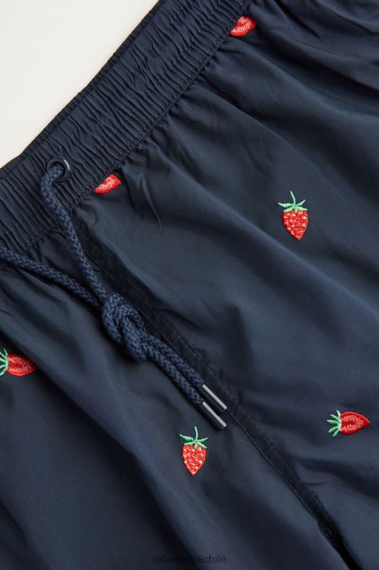 Intimissimi shorts de baño con bordado de fresas hombres 252j-bordado de fresa azul profundo vestir L4BXFJ430