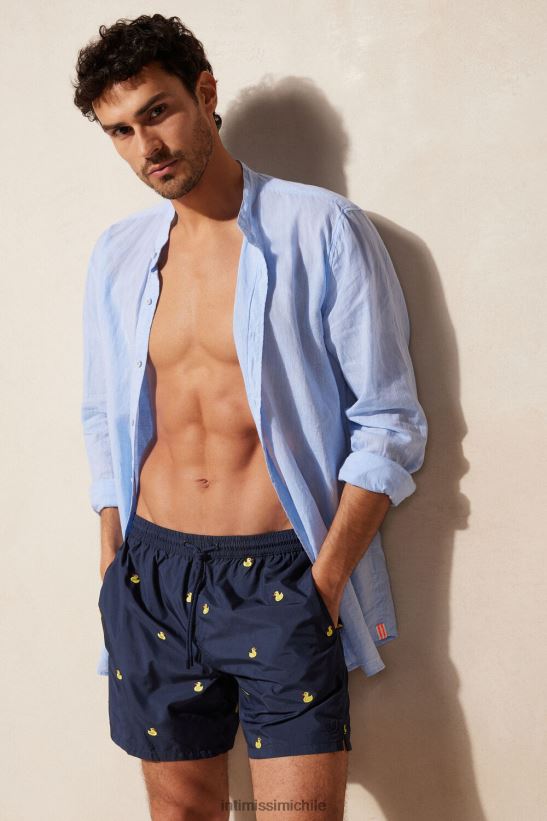 Intimissimi shorts de baño con bordado de pato hombres 251j-patito de goma bordado azul profundo vestir L4BXFJ409
