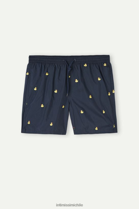 Intimissimi shorts de baño con bordado de pato hombres 251j-patito de goma bordado azul profundo vestir L4BXFJ409