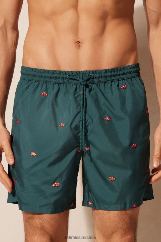 Intimissimi shorts de baño con bordado de pez payaso hombres 250j-pez payaso bordado verde oscuro vestir L4BXFJ433