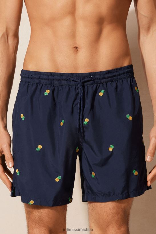 Intimissimi shorts de baño con bordado de piña hombres 192j-piña-estampado azul profundo vestir L4BXFJ408