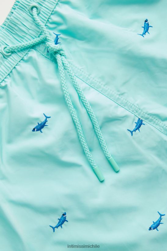 Intimissimi shorts de baño con bordado de tiburones hombres 256j-bordado tiburón verde agua vestir L4BXFJ411