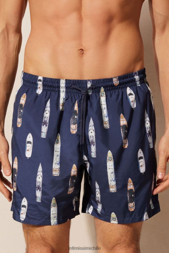 Intimissimi shorts de baño con estampado de barcos hombres 272j-estampado de barco azul profundo vestir L4BXFJ415