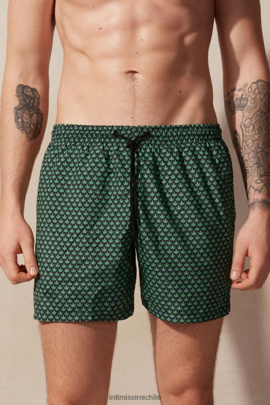 Intimissimi shorts de baño con estampado de microhojas hombres 270j-micromarihuana-print negro vestir L4BXFJ416