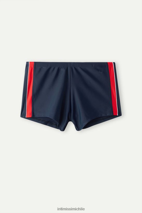 Intimissimi shorts de baño de corte cuadrado con bandas laterales hombres 287j-azul profundo/rojo vestir L4BXFJ436