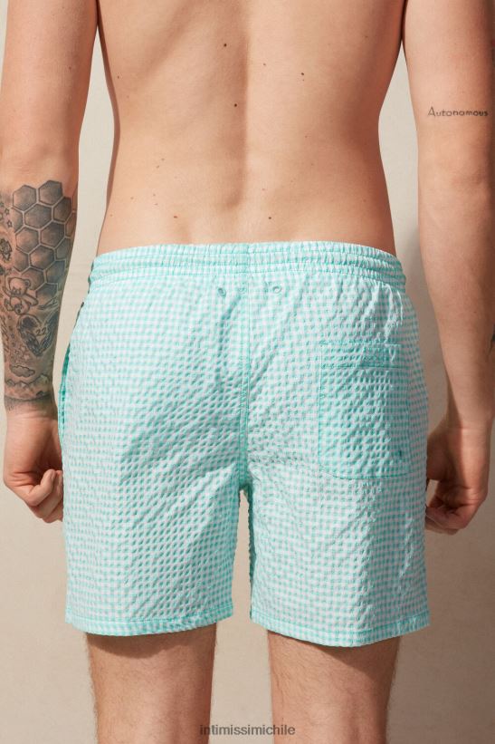 Intimissimi shorts de baño de sirsaca a cuadros vichy hombres 938i-blanco/verde agua claro vestir L4BXFJ418