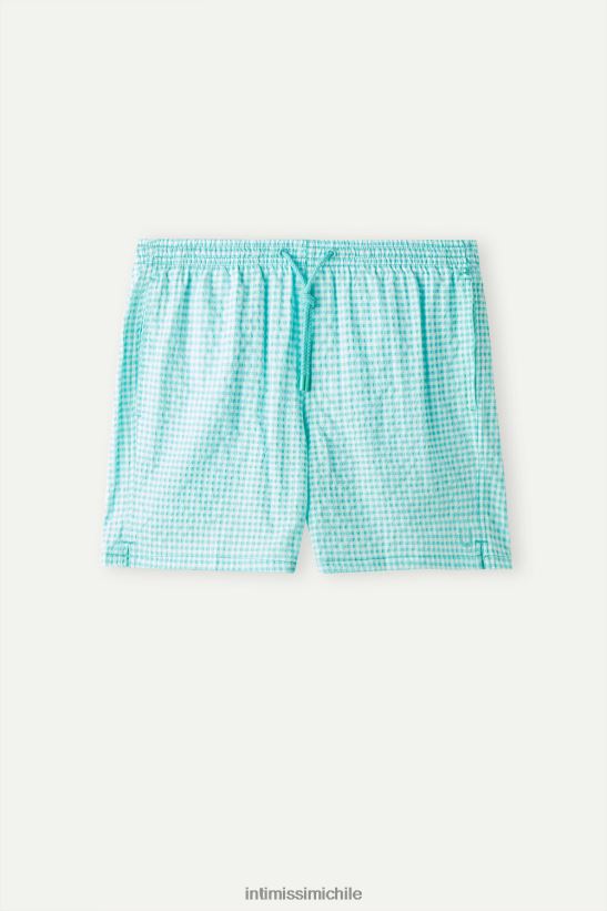 Intimissimi shorts de baño de sirsaca a cuadros vichy hombres 938i-blanco/verde agua claro vestir L4BXFJ418