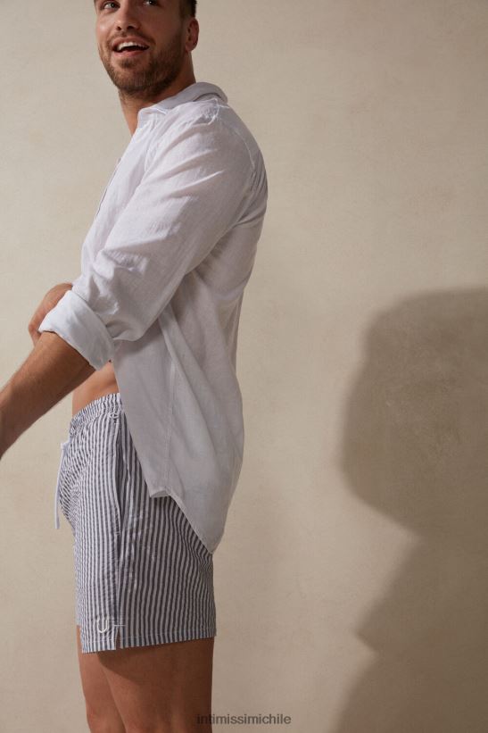 Intimissimi shorts de baño de sirsaca a rayas hombres 981i-blanco/azul vestir L4BXFJ444