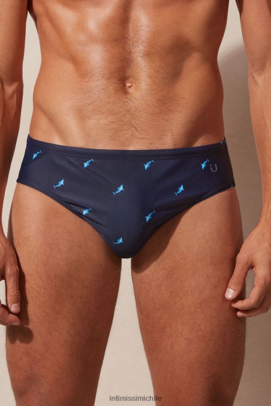 Intimissimi calzoncillos de baño con estampado de tiburones hombres 285j-estampado de tiburones azul profundo vestir L4BXFJ438