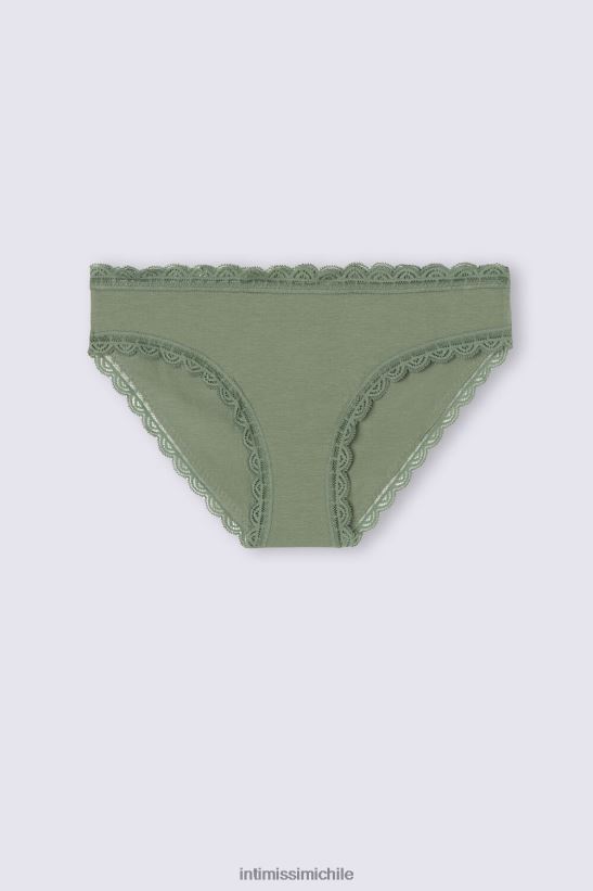 Intimissimi braguitas de algodón y encaje mujer 344j-salvia verde ropa interior L4BXFJ908