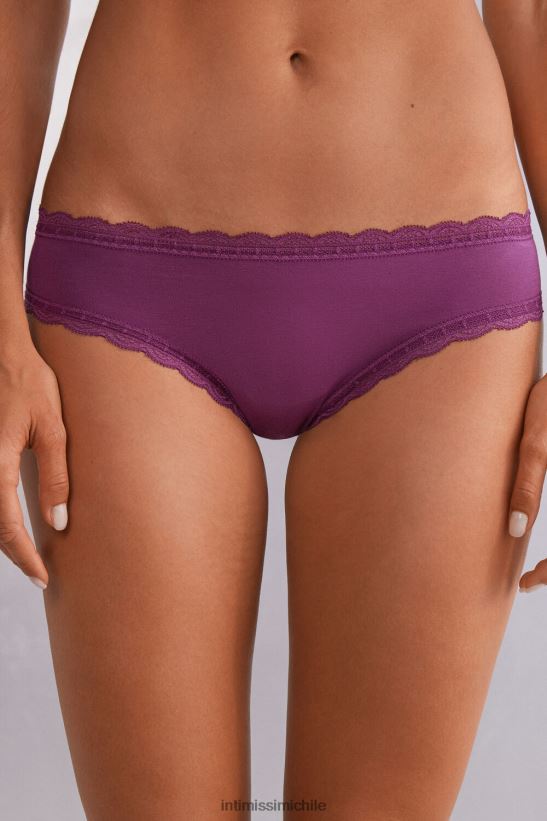 Intimissimi braguitas de algodón y encaje mujer 345j-vino morado ropa interior L4BXFJ904