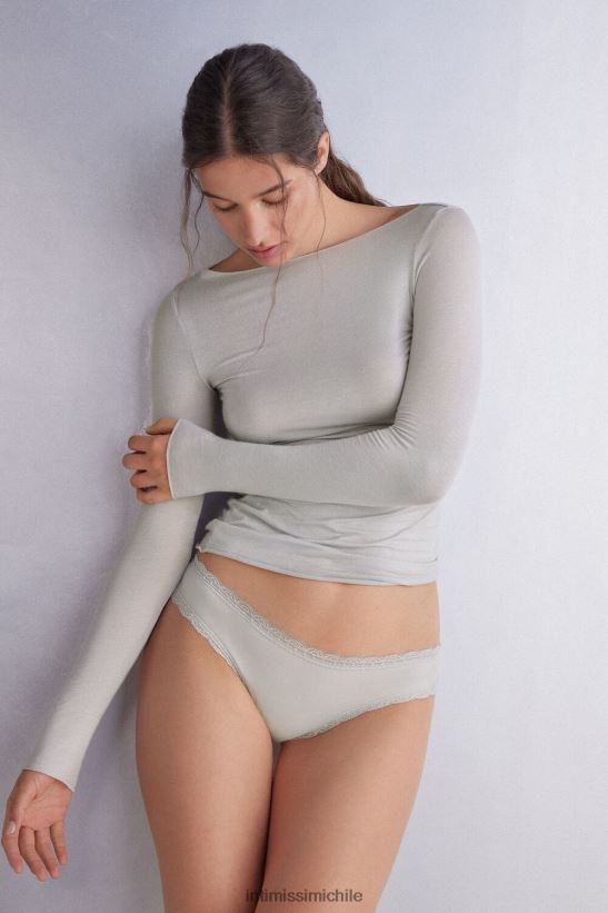 Intimissimi braguitas de algodón y encaje mujer 347j-gris hielo ropa interior L4BXFJ896