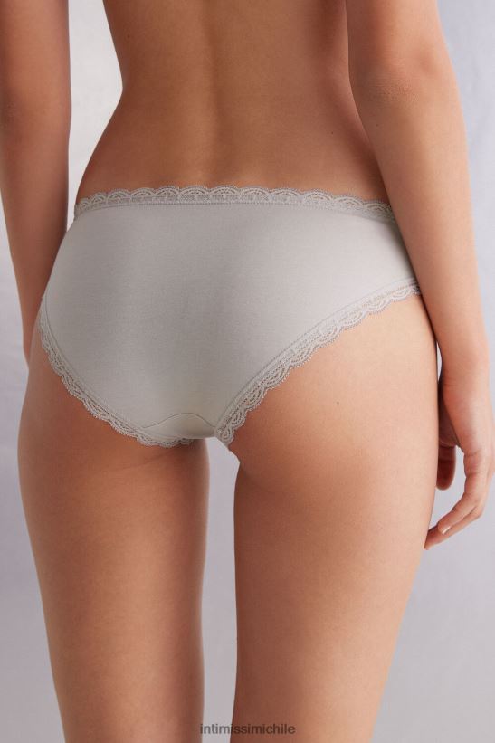 Intimissimi braguitas de algodón y encaje mujer 347j-gris hielo ropa interior L4BXFJ896