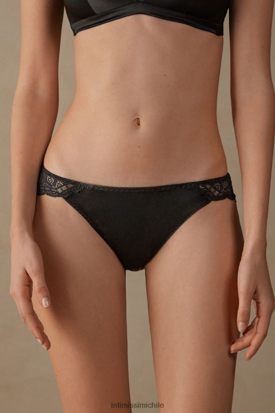 Intimissimi braguitas de seda y encaje mujer 019-negro ropa interior L4BXFJ1132