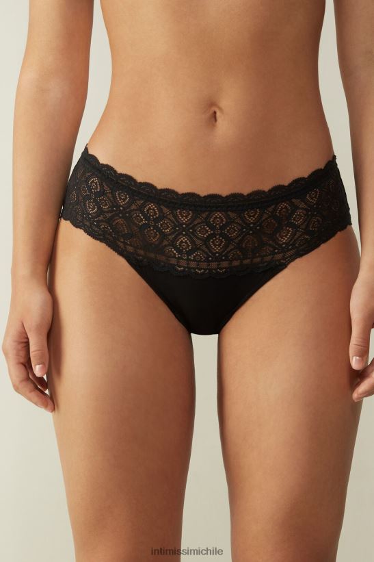 Intimissimi braguitas de tiro alto en encaje y algodón mujer 019-negro ropa interior L4BXFJ1083