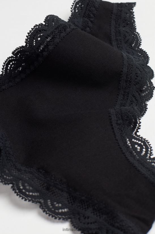 Intimissimi braguita brasileña de algodón y encaje mujer 019-negro ropa interior L4BXFJ1051