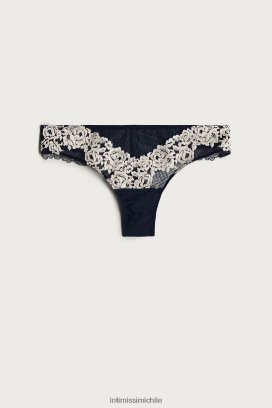 Intimissimi braguitas brasileñas con bonitas flores mujer 347i-azul profundo/vainilla ropa interior L4BXFJ1149