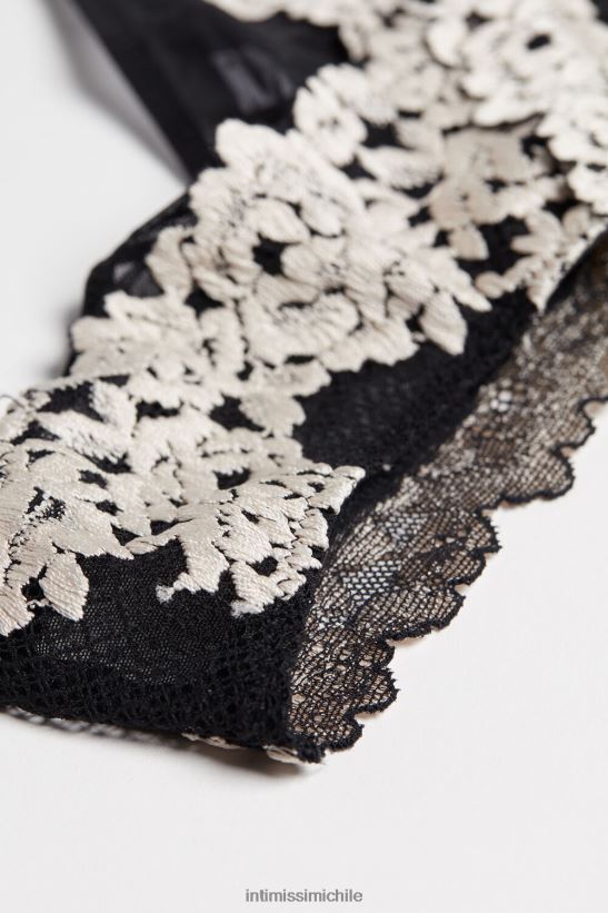 Intimissimi braguitas brasileñas con bonitas flores mujer 9887-negro/marfil ropa interior L4BXFJ1166