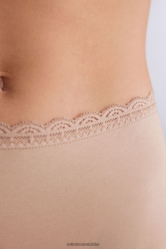 Intimissimi braguitas francesas de algodón y encaje de talle alto mujer 044-beige suave ropa interior L4BXFJ918