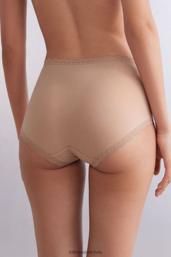 Intimissimi braguitas francesas de algodón y encaje de talle alto mujer 044-beige suave ropa interior L4BXFJ918