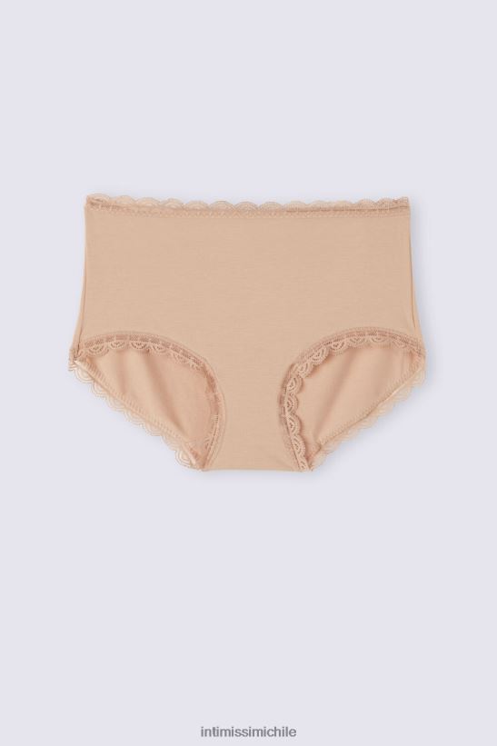 Intimissimi braguitas francesas de algodón y encaje de talle alto mujer 044-beige suave ropa interior L4BXFJ918