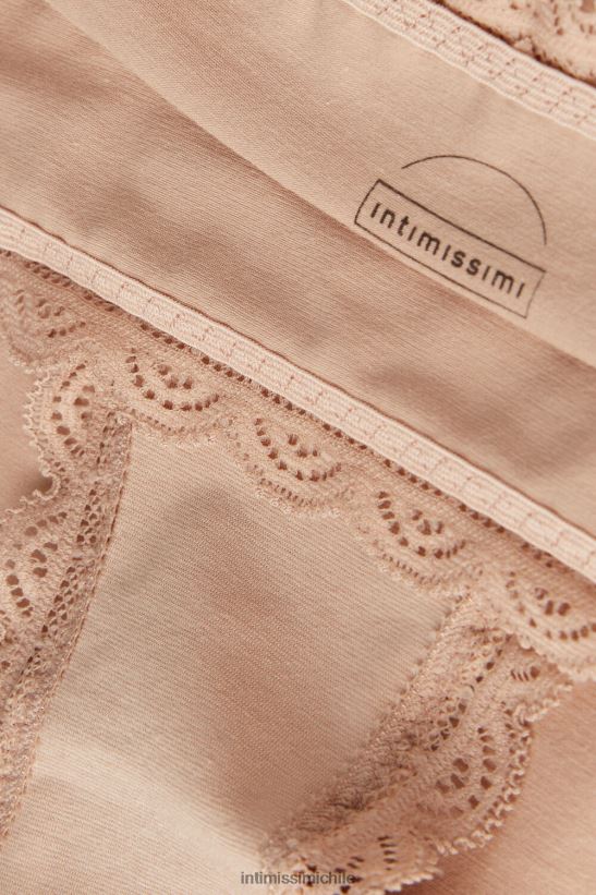 Intimissimi braguitas francesas de algodón y encaje de talle alto mujer 044-beige suave ropa interior L4BXFJ918