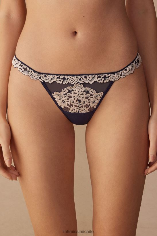 Intimissimi tanga con bonitas flores y tiras laterales mujer 347i-azul profundo/vainilla ropa interior L4BXFJ944